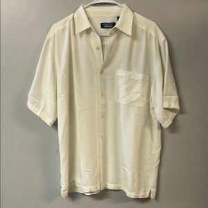 Cream Casual Button Down Shirt Short Sleeves